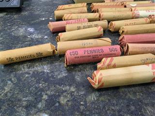 Unsearched Rolls of Pennies from 50's-80s Rolled! Approx $17 worth of pennies!